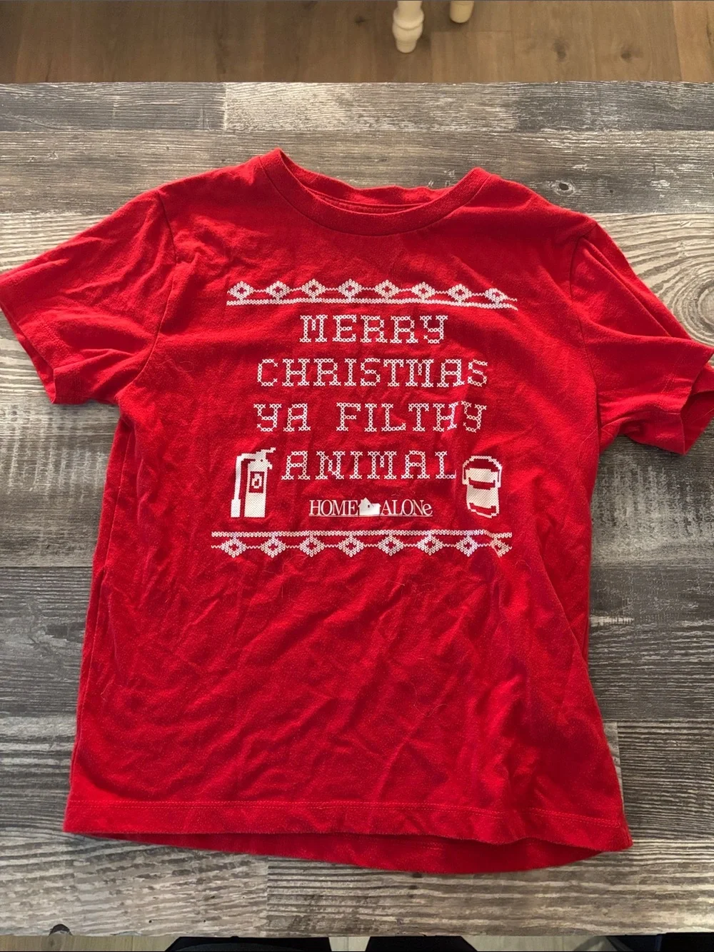 Red 'Merry Christmas Ya Filthy Animal' Home Alone Graphic Tee